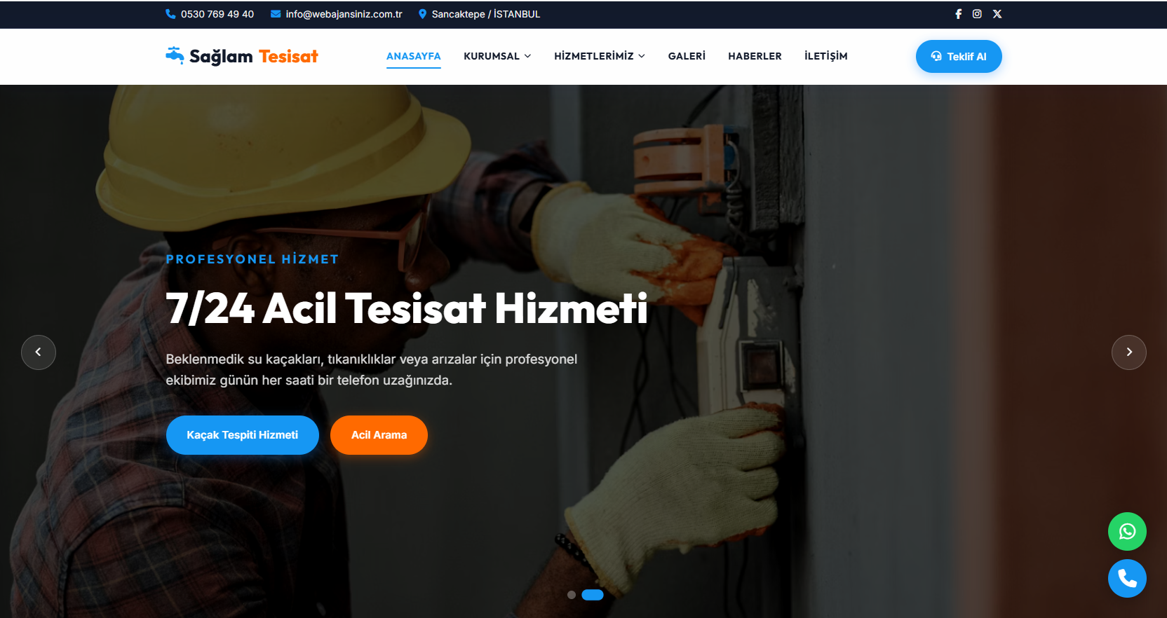 Tesisatçı Web Paketi